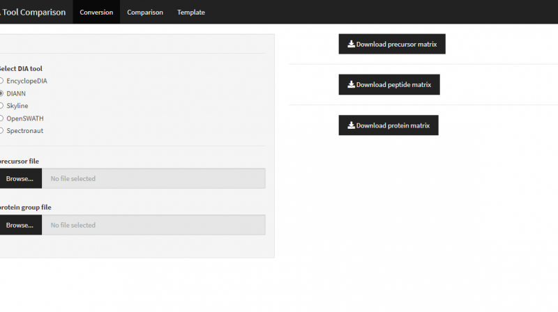 DIA Tool Comparison original interface screenshot